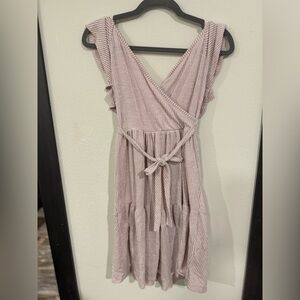 Striped Pink Sleeveless Dress